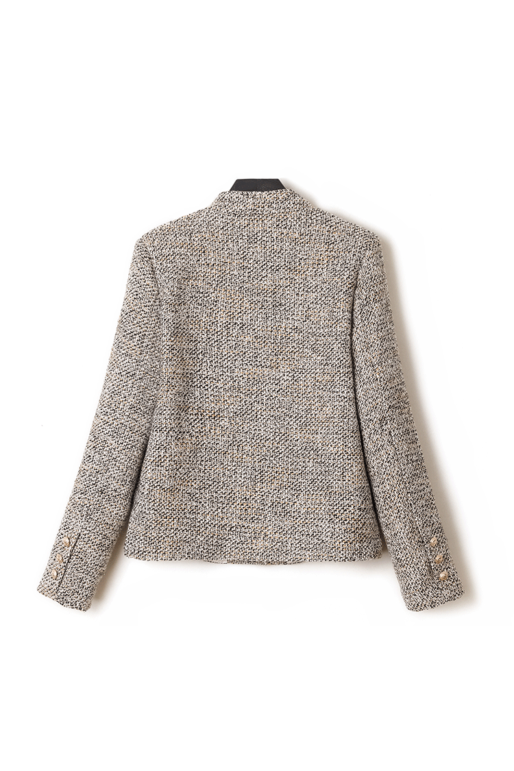Elegant Nail Color Tweed Jacket with Lining