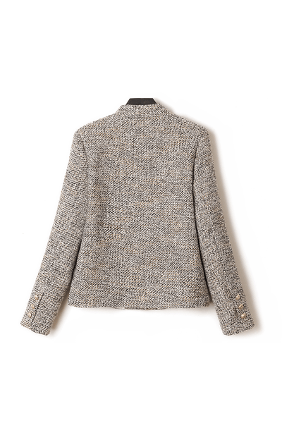 Elegant Nail Color Tweed Jacket with Lining