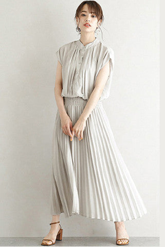 Shirred Pleated Dress - 4 Colors Available