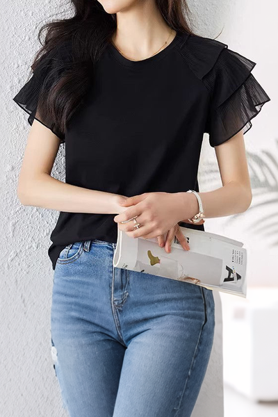 Versatile Spliced Short-sleeve T-shirt
