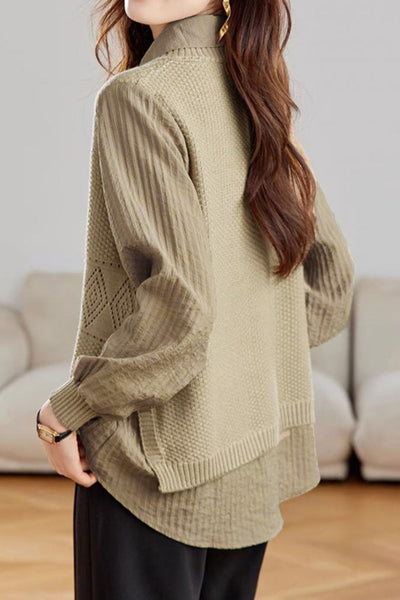 Casual Fake Two-Piece Vest Spliced Shirt
