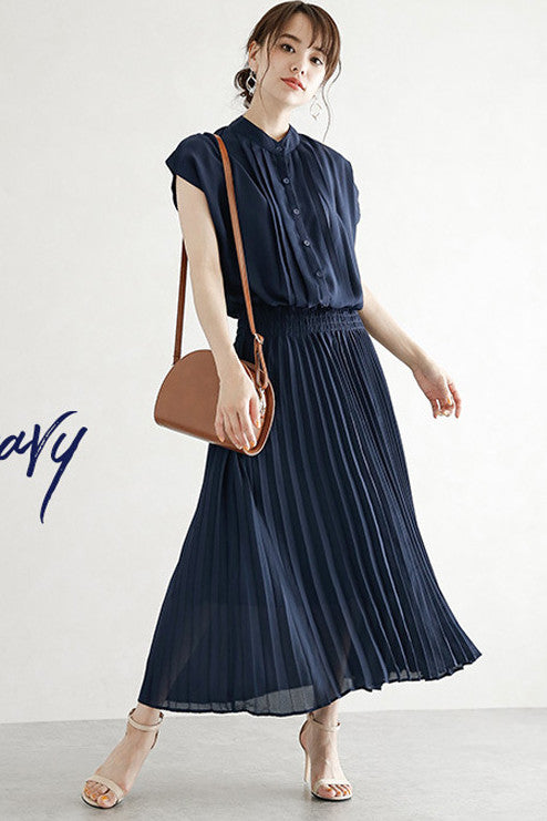 Shirred Pleated Dress - 4 Colors Available