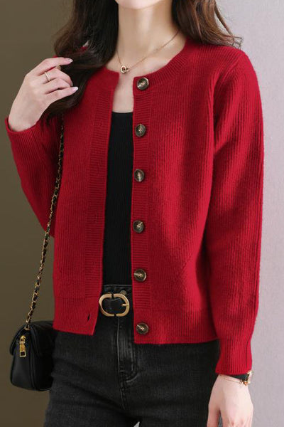 Solid-color short sweater outerwear