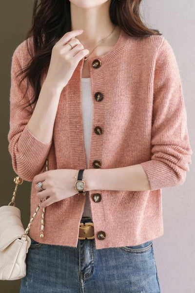Solid-color short sweater outerwear