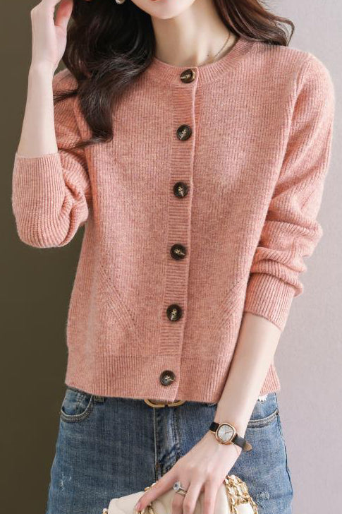 Solid-color short sweater outerwear