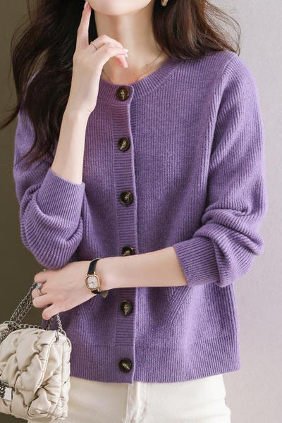 Solid-color short sweater outerwear