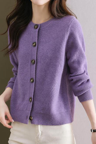 Solid-color short sweater outerwear