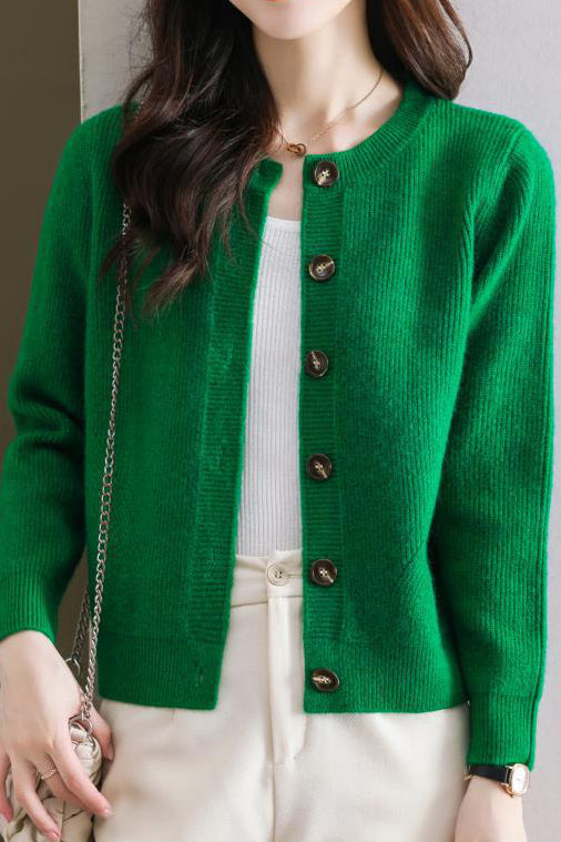 Solid-color short sweater outerwear