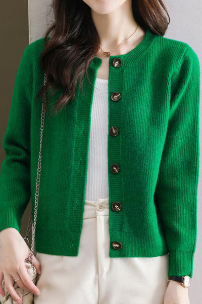 Solid-color short sweater outerwear