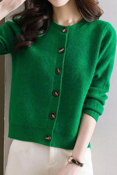 Solid-color short sweater outerwear