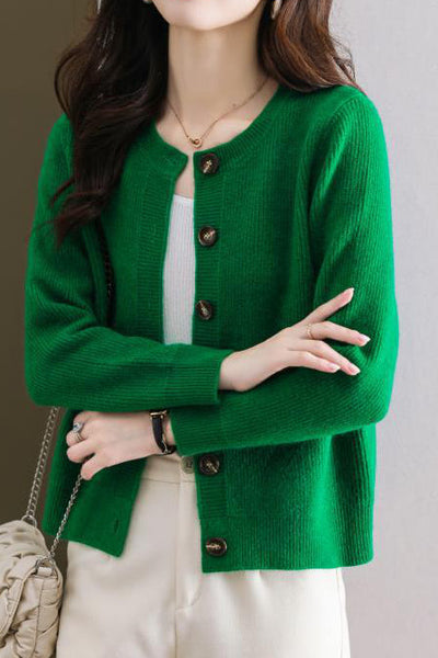 Solid-color short sweater outerwear