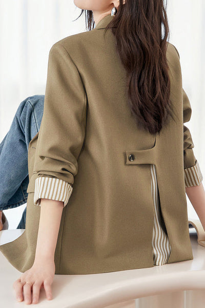 Striped spliced suit jacket