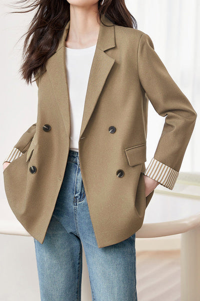 Striped spliced suit jacket