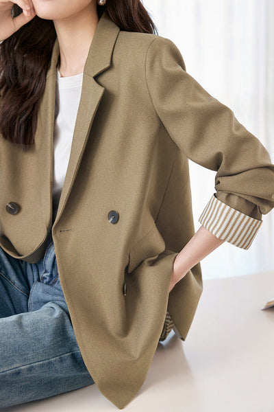 Striped spliced suit jacket