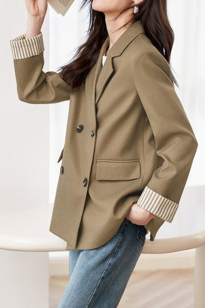 Striped spliced suit jacket