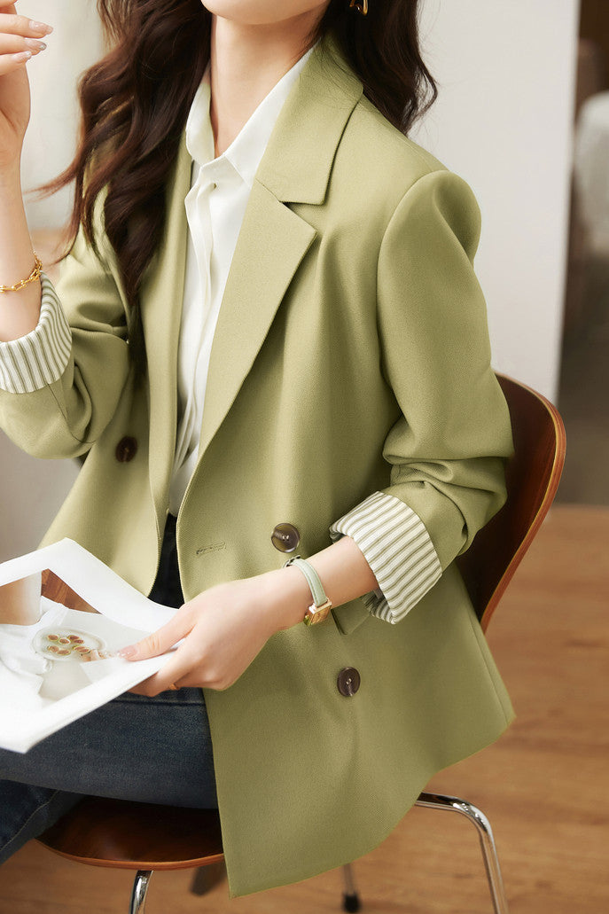 Striped spliced suit jacket