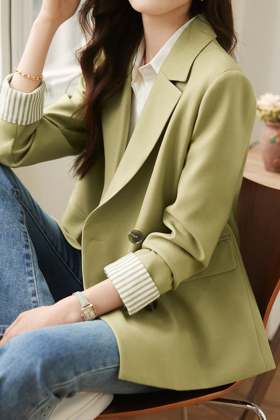 Striped spliced suit jacket