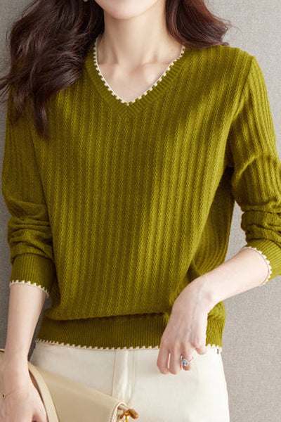 V-neck versatile ribbed knitwear