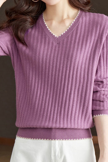 V-neck versatile ribbed knitwear