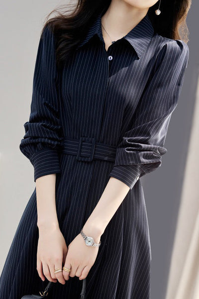Dark blue striped dress