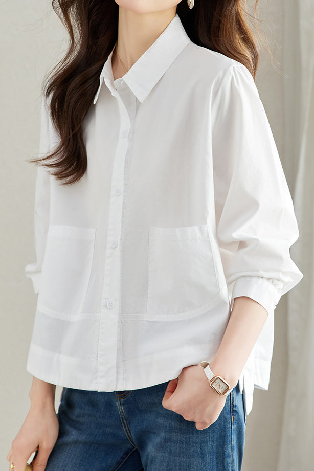 Pure cotton loose commuting shirt