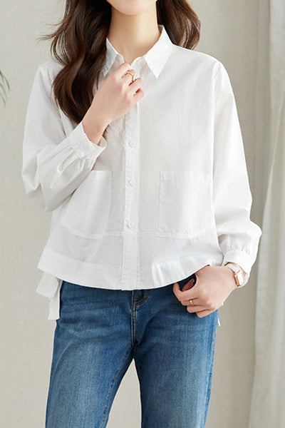 Pure cotton loose commuting shirt