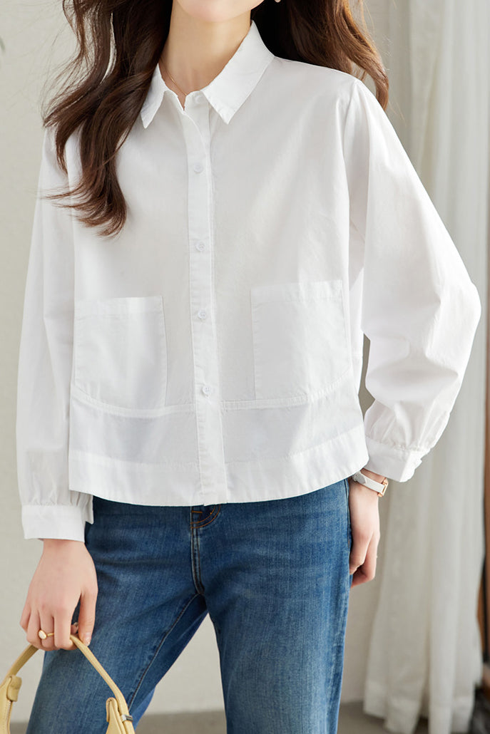 Pure cotton loose commuting shirt