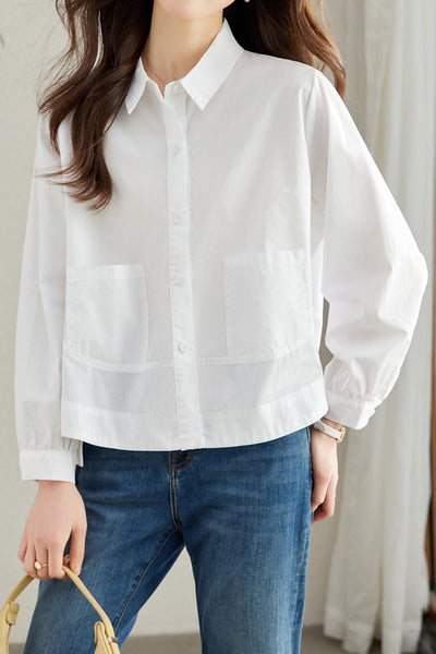 Pure cotton loose commuting shirt