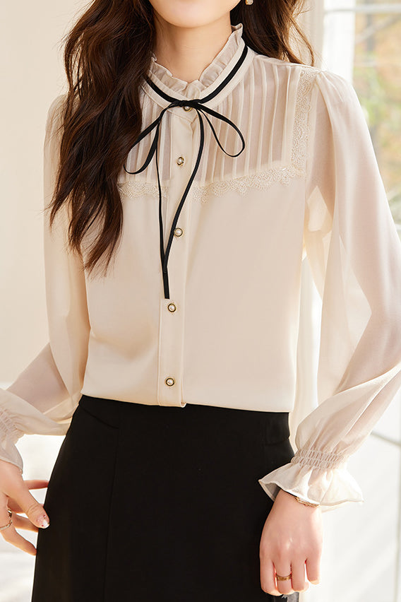 Laced and Lace Trimmed Spliced Shirt