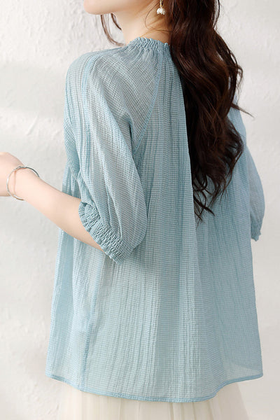 Elegant Lantern Sleeve Chiffon Shirt