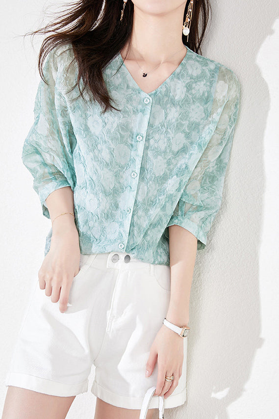 Jacquard Chiffon Shirt