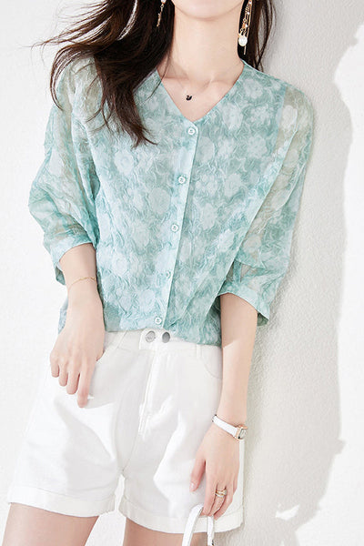 Jacquard Chiffon Shirt