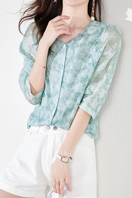Jacquard Chiffon Shirt