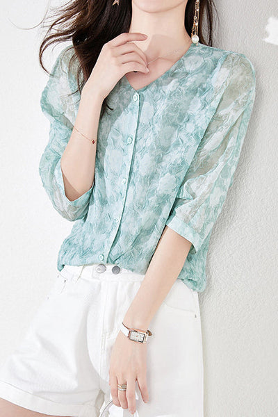 Jacquard Chiffon Shirt