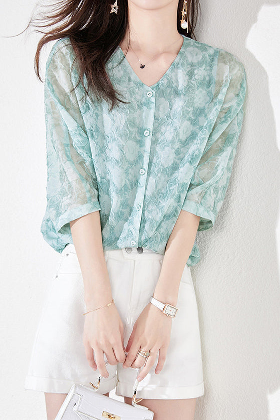 Jacquard Chiffon Shirt