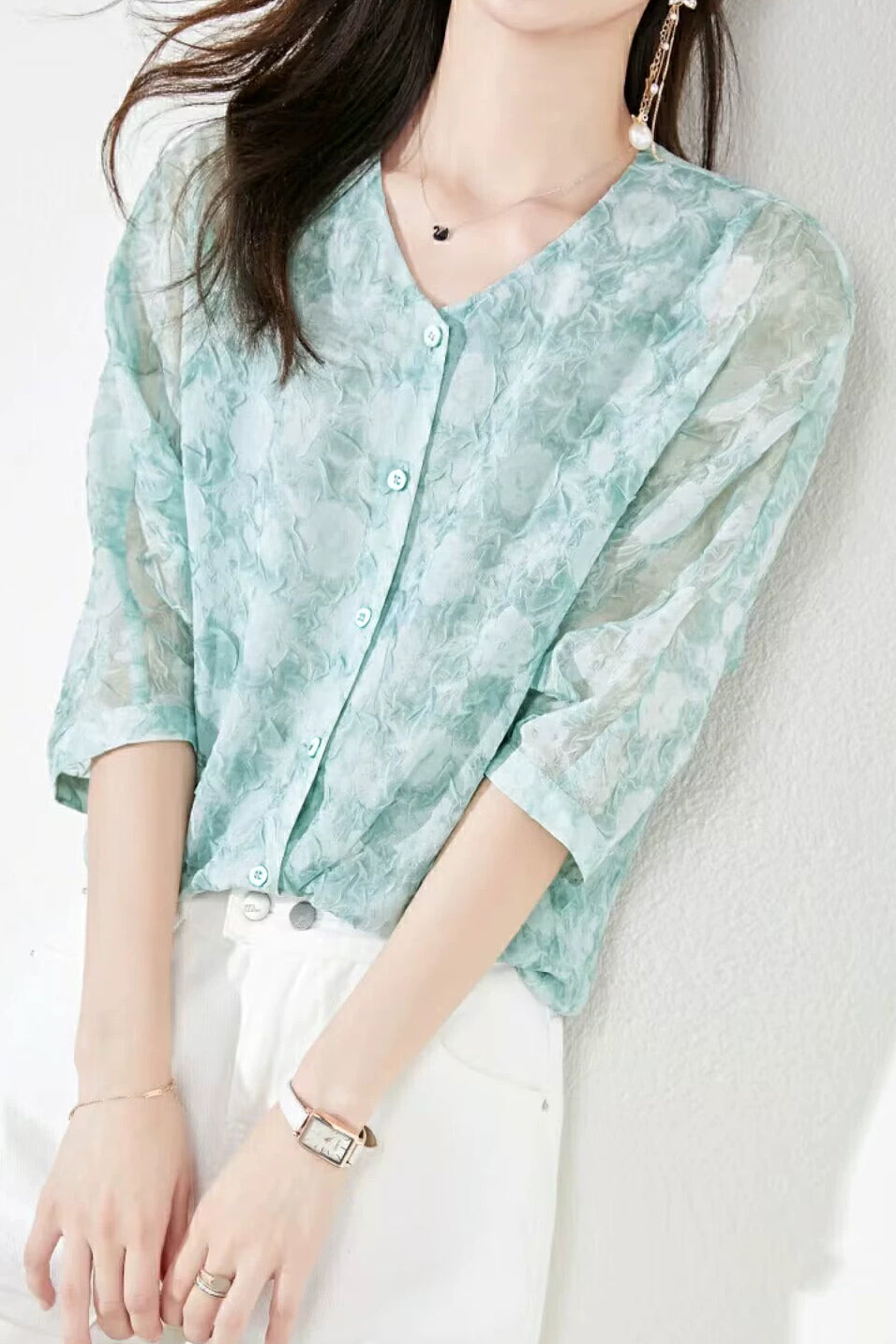 Jacquard Chiffon Shirt
