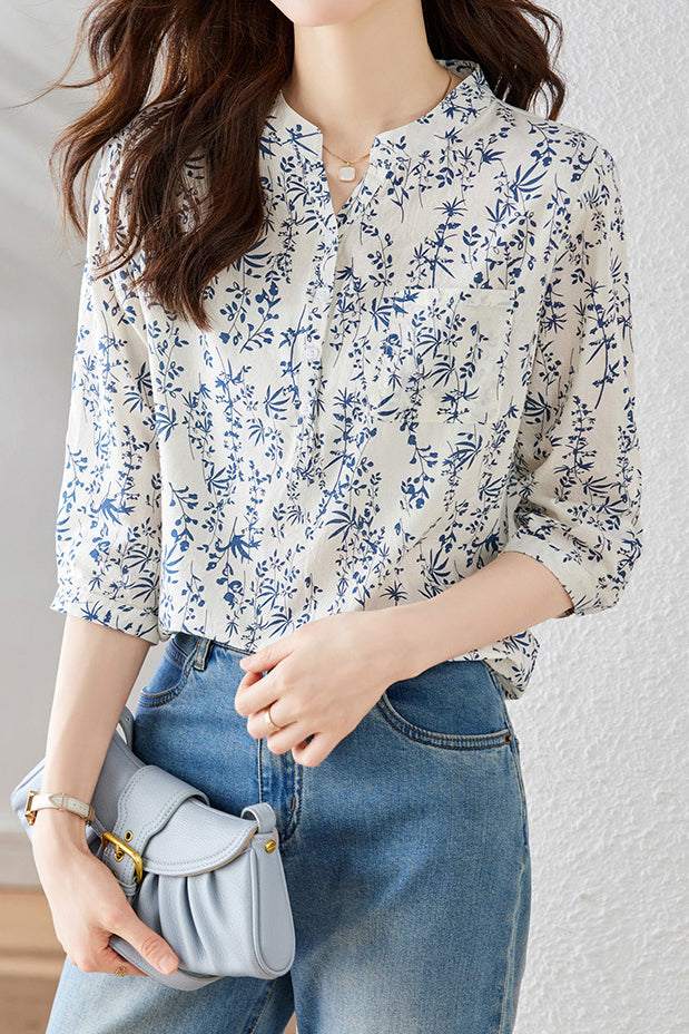 Floral Three-quarter Sleeve Shirt