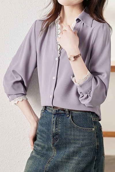 Lace-Spliced Shirt