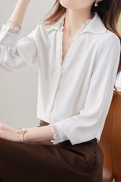 Lace-Spliced Shirt