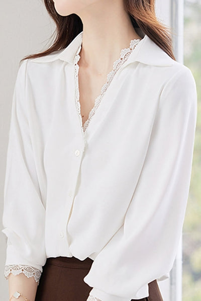 Lace-Spliced Shirt