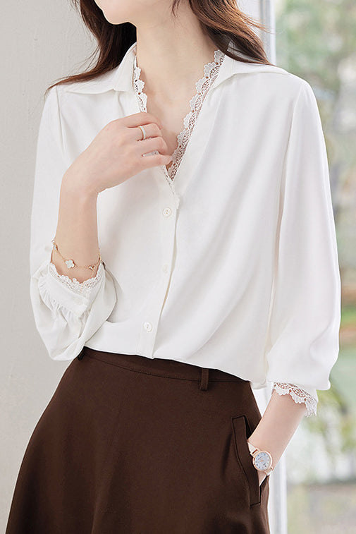 Lace-Spliced Shirt