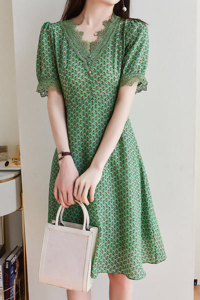 Puff Sleeve Floral Dress