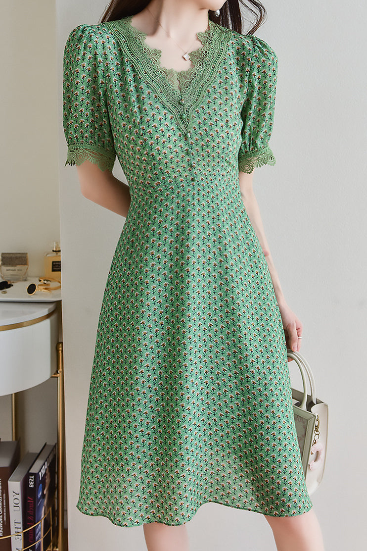 Puff Sleeve Floral Dress