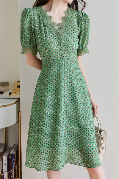 Puff Sleeve Floral Dress