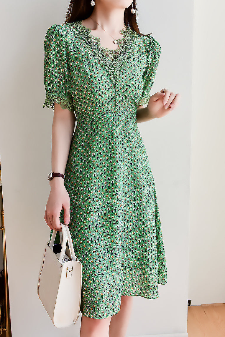 Puff Sleeve Floral Dress