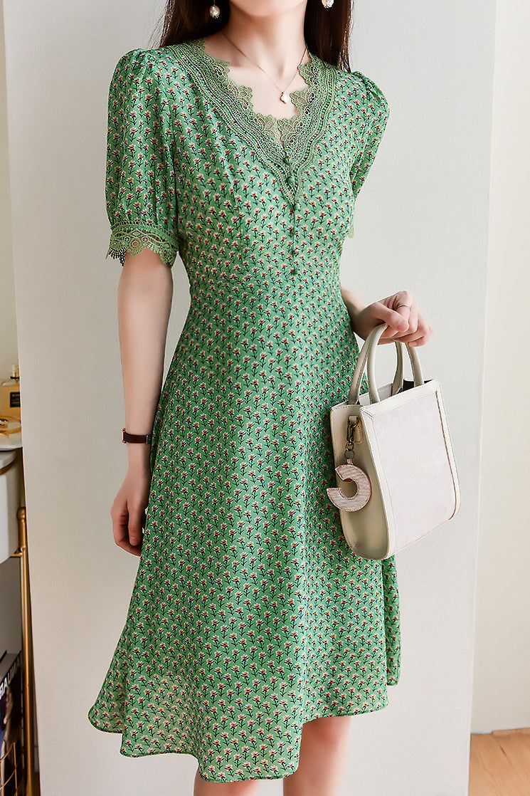 Puff Sleeve Floral Dress