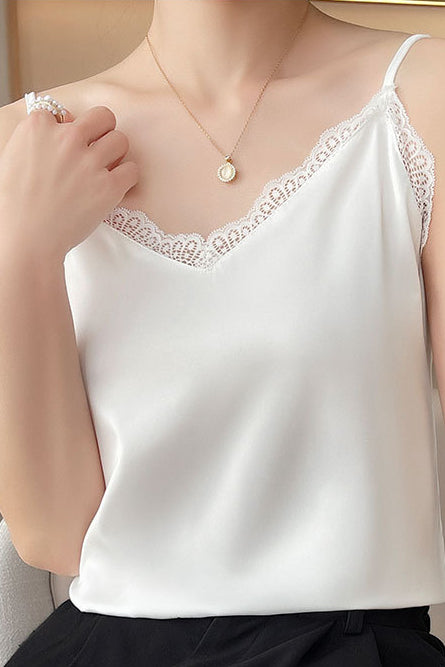 Solid Color Lace Spliced Camisole