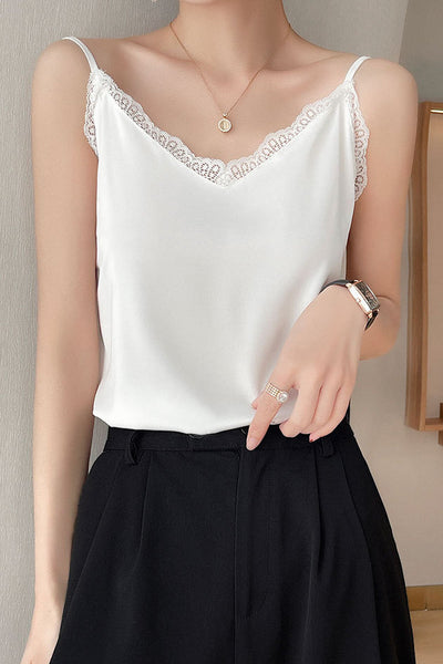 Solid Color Lace Spliced Camisole