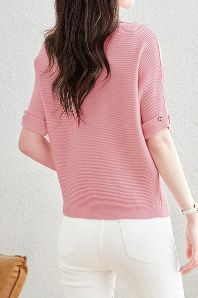 Solid Color Loose Fitting Knitted Sweater