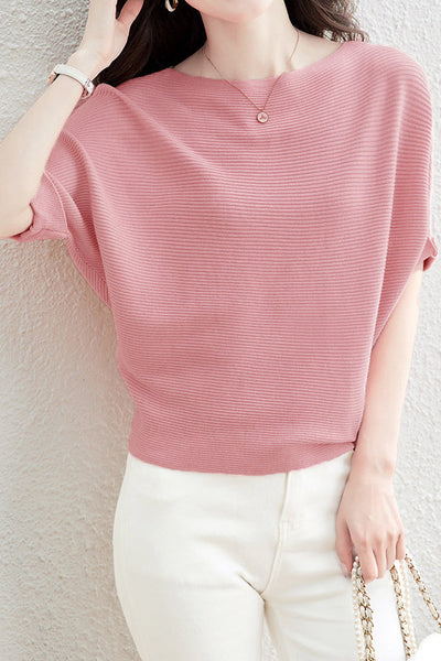 Solid Color Loose Fitting Knitted Sweater